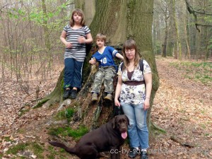 Die Familie am Thron des Trolls