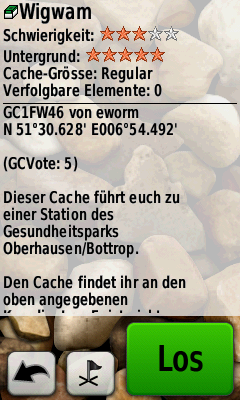 GCVote-Information auf dem Oregon 300 Screenshot Oregon 300