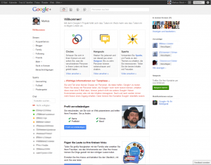 Google+ Willkommens-Bildschirm