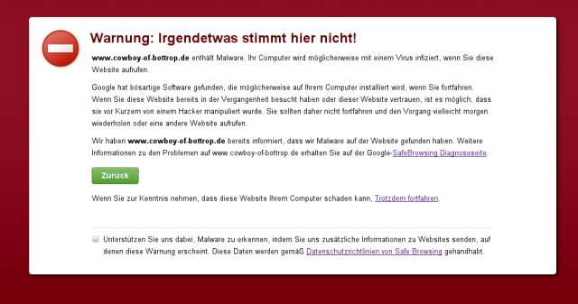 Google Malware-Warnung